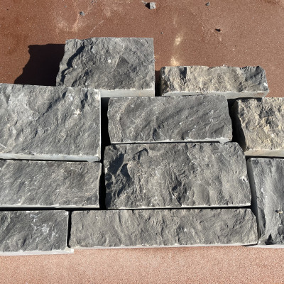 Dark Grey Cumbrian SPLIT FACED Random Limestone Walling