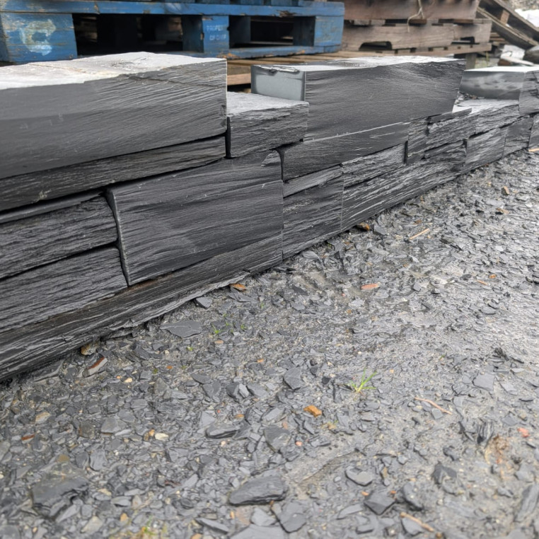 Pillared Blue Welsh Slate Random Walling