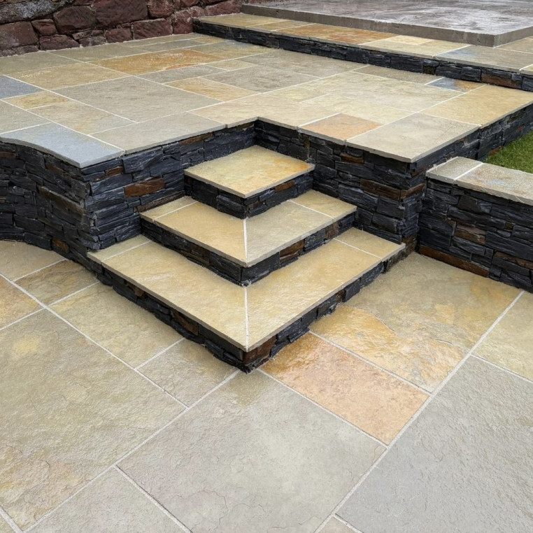 25mm  Riven Yellow Limestone Calibrated Paving