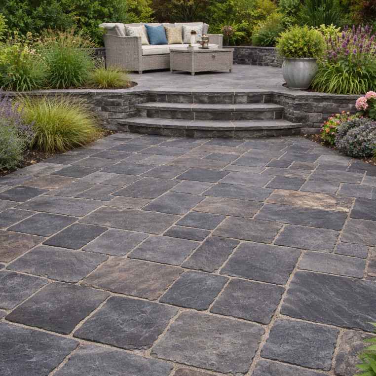Sagar Black tumbled sandstone Patio Pack